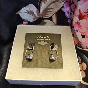 AQUA Sterling Silver Zirconia Drop Earrings- NWT